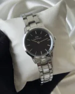 DW Iconic Link (Analog Watch) – Black Dial / Silver Strap
