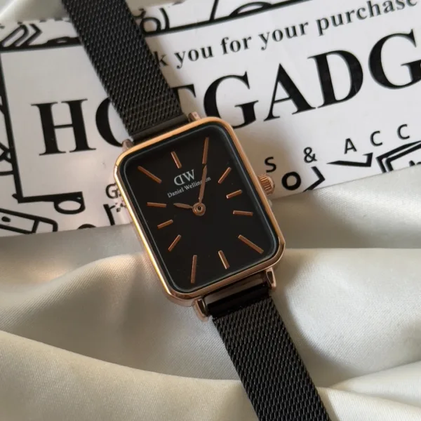 DW Quadro (Analog Watch) – Black Dial / Black Strap – Rose Gold Case