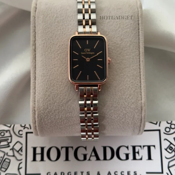 DW Quadro (Analog Watch) – Black Dial / Rose & Silver Strap