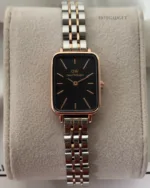 DW Quadro (Analog Watch) – Black Dial / Rose & Silver Strap