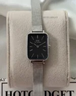 DW Quadro (Analog Watch) – Black Dial / Silver Mesh Strap