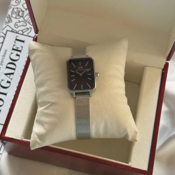 DW Quadro (Analog Watch) – Black Dial / Silver Mesh Strap