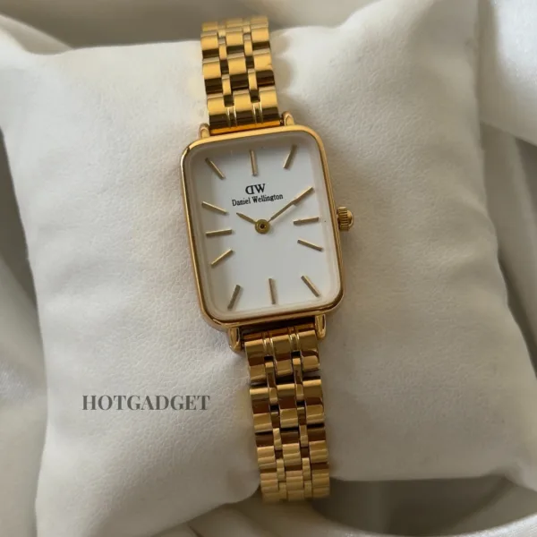 DW Quadro (Analog Watch) – White Dial / Gold Link Strap