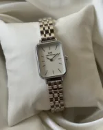 DW Quadro (Analog Watch) – White Dial / Silver Strap