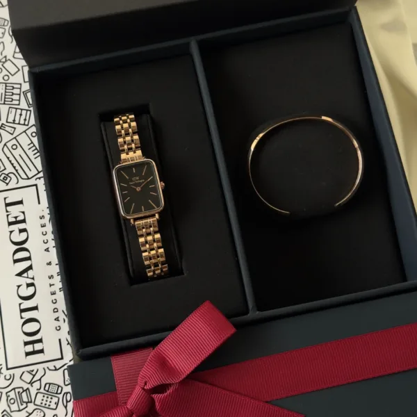 DW Quadro + Classic Bracelet (Combo) – Black Dial / Rose Gold Strap