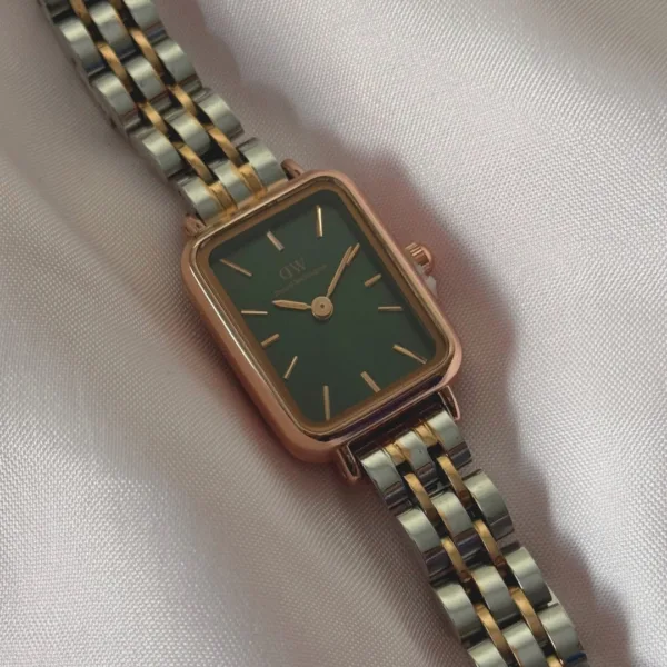 DW Quadro Green (Analog Watch) – Green Dial / Multicoloured Strap