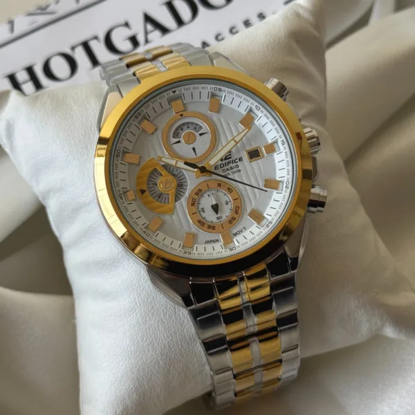 Edifice-ED426 (Chronograph Watch) – Black Dial / Silver Strap