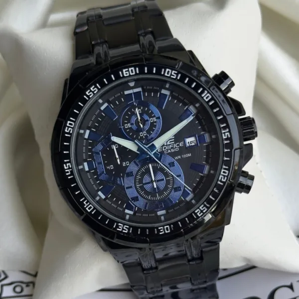 Edifice-EFR-539 (Chronograph Watch) – Black – Blue Accents