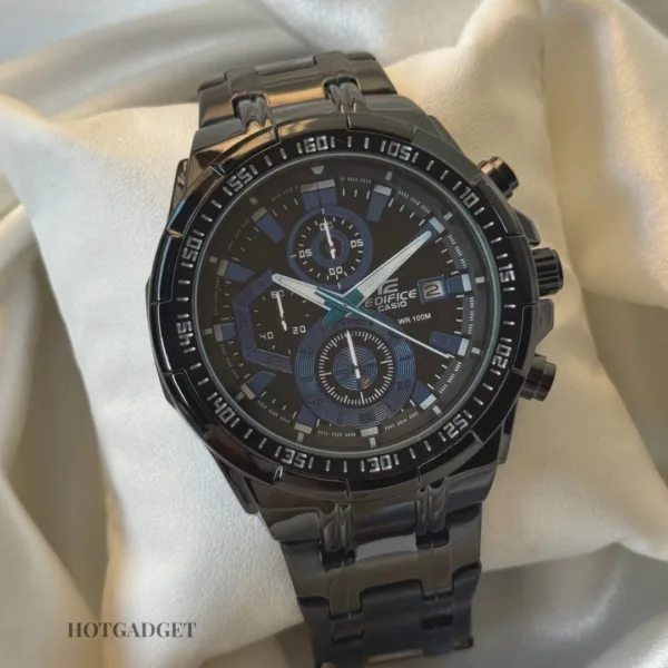 Edifice-EFR-539 (Chronograph Watch) – Black – Blue Accents