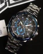 Edifice-EFR-539 (Chronograph Watch) – Black & Blue Dial / Silver Strap