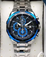 Edifice-EFR-539 (Chronograph Watch) – Black & Blue Dial / Silver Strap