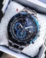 Edifice-EFR-539 (Chronograph Watch) – Black & Blue Dial / Silver Strap
