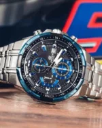 Edifice-EFR-539 (Chronograph Watch) – Black & Blue Dial / Silver Strap
