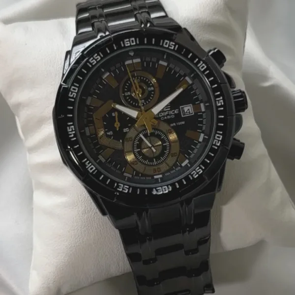 Edifice-EFR-539 (Chronograph Watch) – Black – Gold Accents