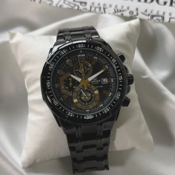 Edifice-EFR-539 (Chronograph Watch) – Black – Gold Accents