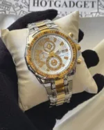 Edifice-EFR-539 (Chronograph Watch) – White Dial / Silver & Gold Strap