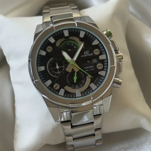 Edifice-EFR-540 (Chronograph Watch) – Black Dial / Silver Strap