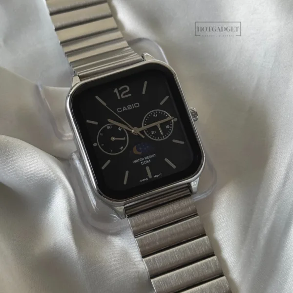 Enticer A2181 (Chronograph) – Black Dial / Silver Strap