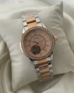 Fossil-Architect (Automatic Watch) – Rose Gold Dial / Rose Gold & Silver Strap