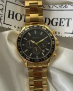 Fossil-BQ2492B (Chronograph Watch) – Black Dial / Gold Strap