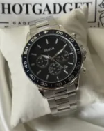 Fossil-BQ2492B (Chronograph Watch) – Black Dial / Silver Strap – Black Bezel