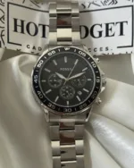 Fossil-BQ2492B (Chronograph Watch) – Black Dial / Silver Strap – Black Bezel