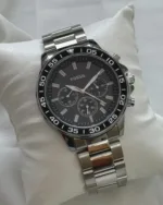 Fossil-BQ2492B (Chronograph Watch) – Black Dial / Silver Strap – Black Bezel