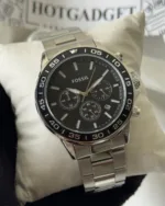 Fossil-BQ2492B (Chronograph Watch) – Black Dial / Silver Strap – Black Bezel