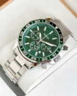 Fossil-BQ2492I (Chronograph Watch) – Green Dial / Silver Strap