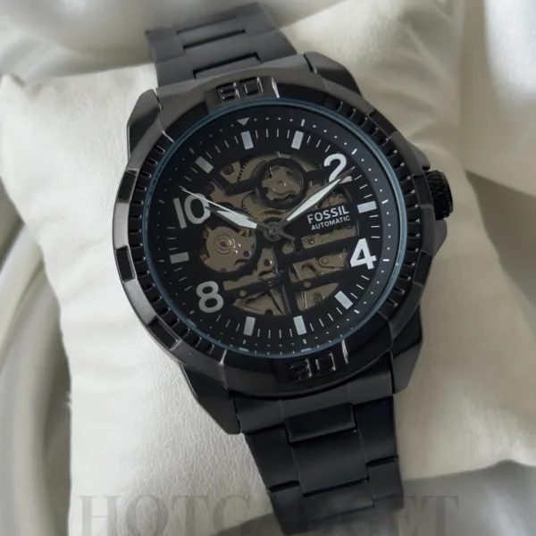 Fossil-Bronson (Automatic Watch) – Black – Silver Numerals