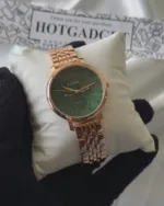 Fossil-ES3121 Jacqueline Sun Moon (Chronograph Watch) – Green Dial / Rose Gold Strap