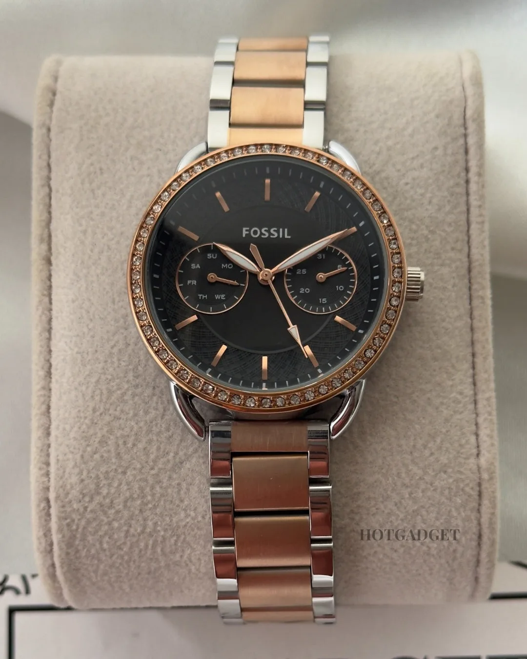 Fossil-ES4264I (Chronograph Watch) Fossil-ES4264I (Chronograph Watch) – Black Dial / Rose & Silver Strap