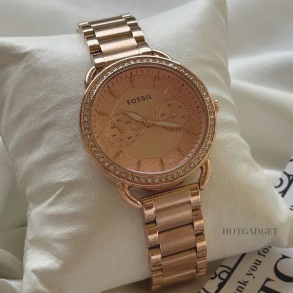 Fossil-ES4264I (Chronograph Watch) – Rose, White & Black Dial / Rose Gold Strap
