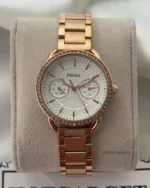 Fossil-ES4264I (Chronograph Watch) – White Dial / Rose Gold Strap
