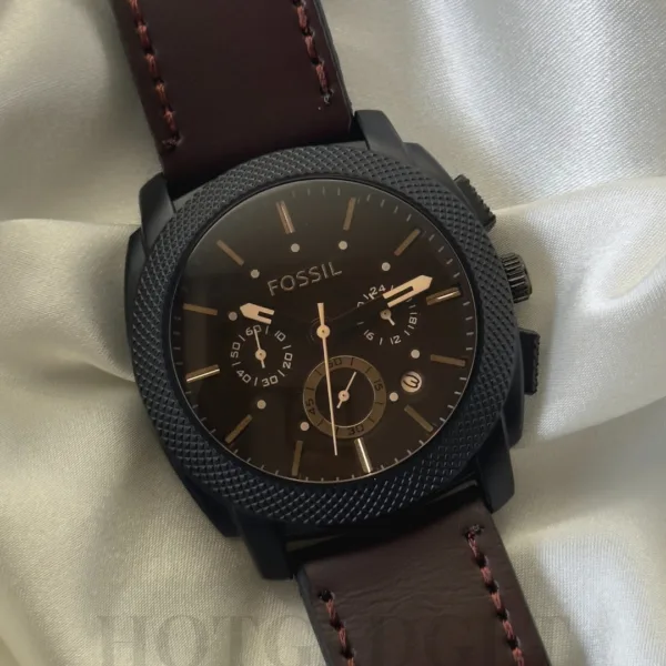 Fossil-FS4656 (Chronograph Watch) – Black Dial / Brown Strap