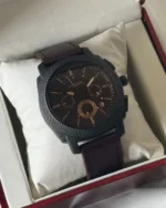 Fossil-FS4656 (Chronograph Watch) – Black Dial / Brown Strap