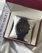 Fossil-FS4656 (Chronograph Watch) – Black Dial / Brown Strap
