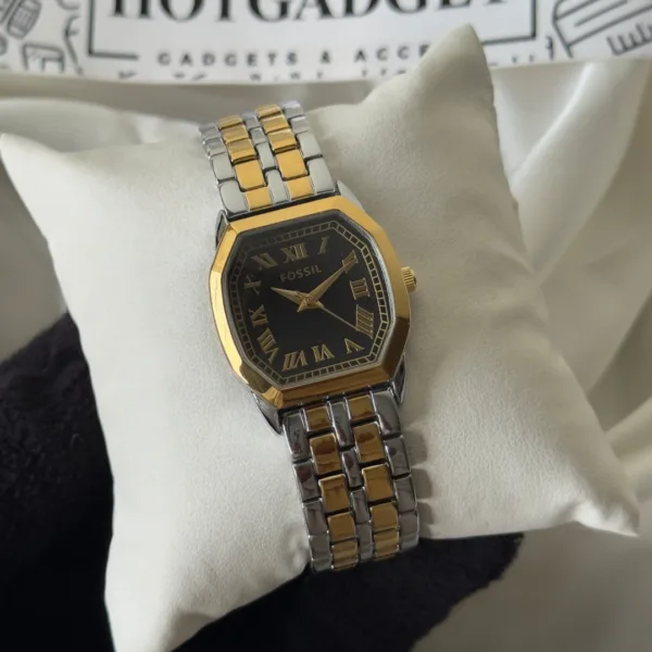 Fossil-Harlow (Analog Watch) – Black Dial / Gold & Silver Strap
