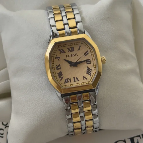 Fossil-Harlow (Analog Watch) – Gold Dial / Gold & Silver Strap