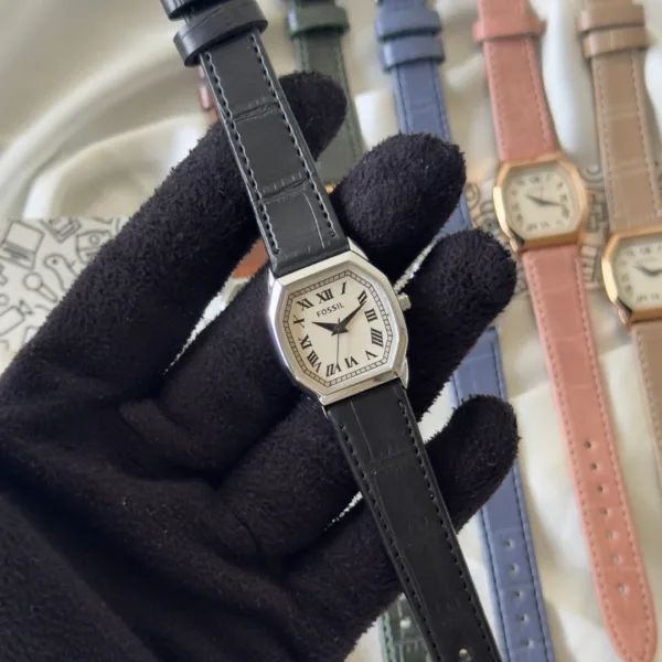 Fossil-Harlow (Analog Watch) – White Dial / Black Strap