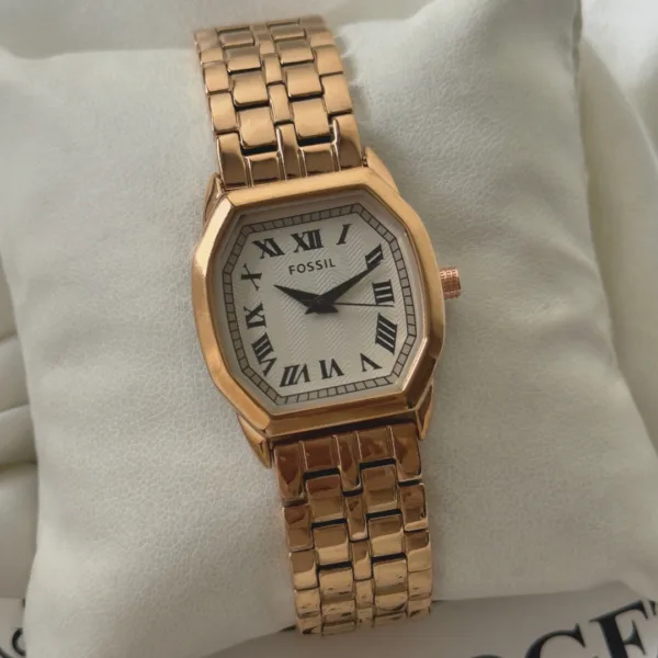 Fossil-Harlow (Analog Watch) – White Dial / Rose Gold Strap