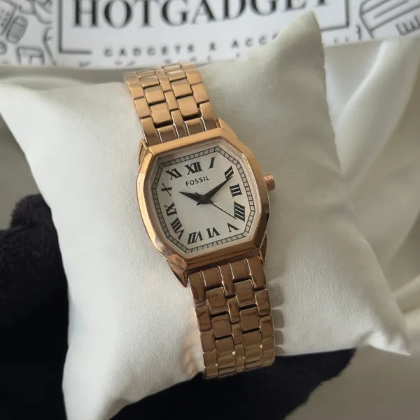 Fossil-Harlow (Analog Watch) – White Dial / Rose Gold Strap