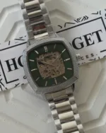 Fossil-LE1219 Nick (Chronograph Watch) – Dark Green Dial / Silver Strap