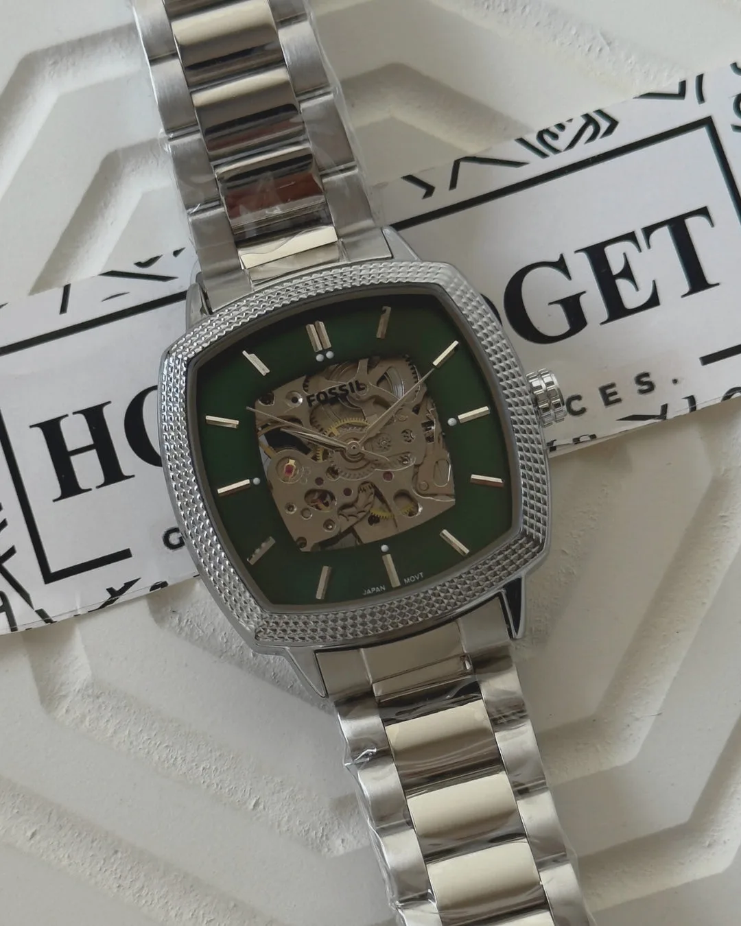 Fossil-LE1219 Nick (Chronograph Watch) Fossil-LE1219 Nick (Chronograph Watch) – Dark Green Dial / Silver Strap
