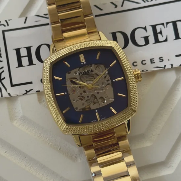 Fossil-LE1219 Nick (Chronograph Watch) – Navy Blue Dial / Gold Strap