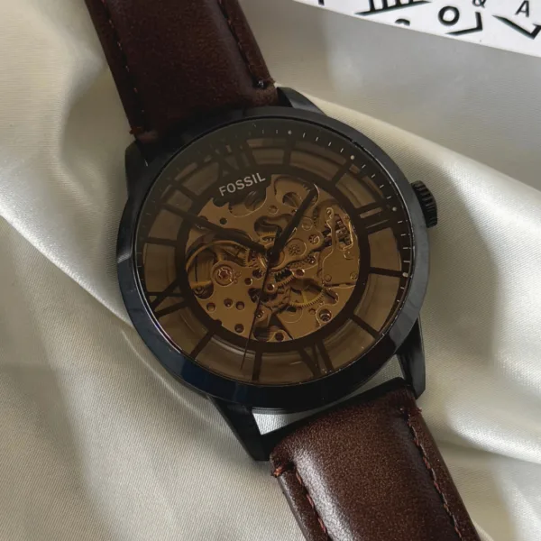 Fossil-ME3098 (Automatic Watch) – Black Dial / Brown Strap