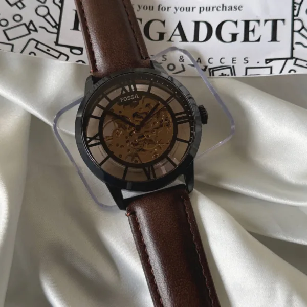Fossil-ME3098 (Automatic Watch) – Black Dial / Brown Strap