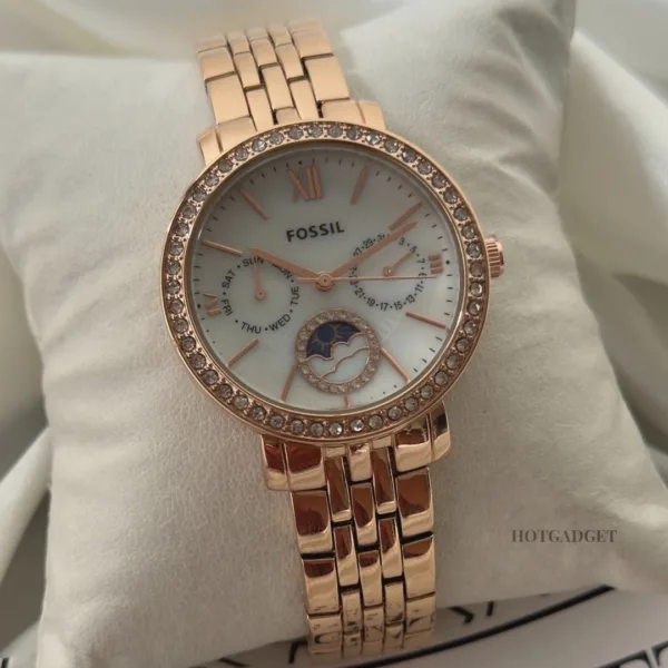 Fossil-Neutra Sun Moon (Chronograph Watch) – White Dial / Rose Gold Strap