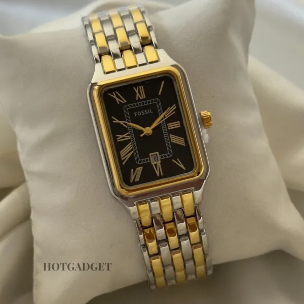 Fossil-Raquel (Analog Watch) – Black Dial / Gold & Silver Strap