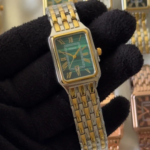 Fossil-Raquel (Analog Watch) – Green Dial / Gold & Silver Strap